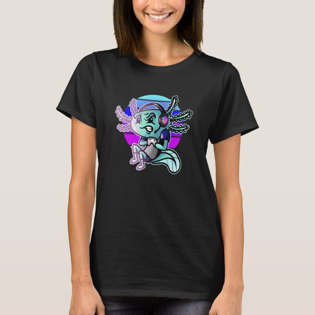 Pastel Goth Axolotl Video Gamer Pc Video Game Play T-Shirt (Front)