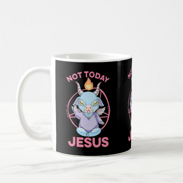 Pastel Goth Baby Baphomet Not Today Jesus Anime Nu Coffee Mug (Left)
