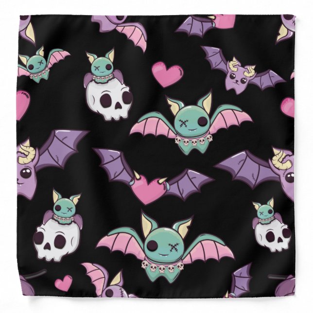 Pastel Goth Bat Lover Halloween Bandana (Front)