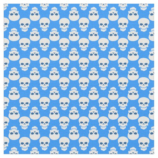 pastel goth blue halloween skull skeleton  fabric