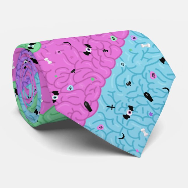 Pastel Goth Brains Neck Tie (Rolled)