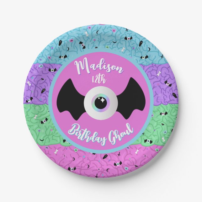 Pastel Goth Brains Paper Plates (Front)