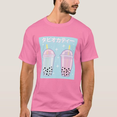 Pastel Goth Bubble Tea Japanese Boba Tea Kawaii Pa T_Shirt