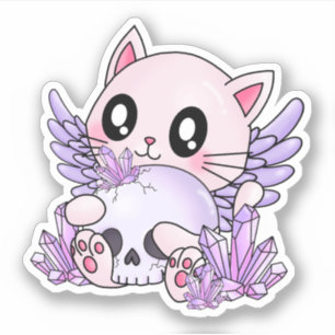 Pastel Goth Cat & Skull Sticker