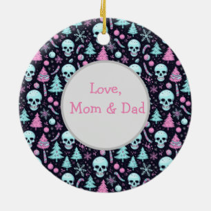 Pastel Goth Christmas Ceramic Ornament