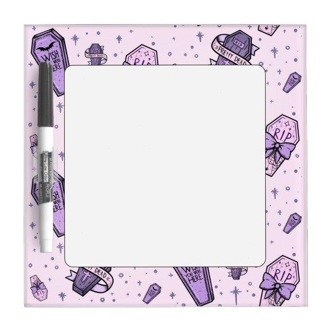 Pastel Goth Coffins Pattern Dry Erase Board (Front)