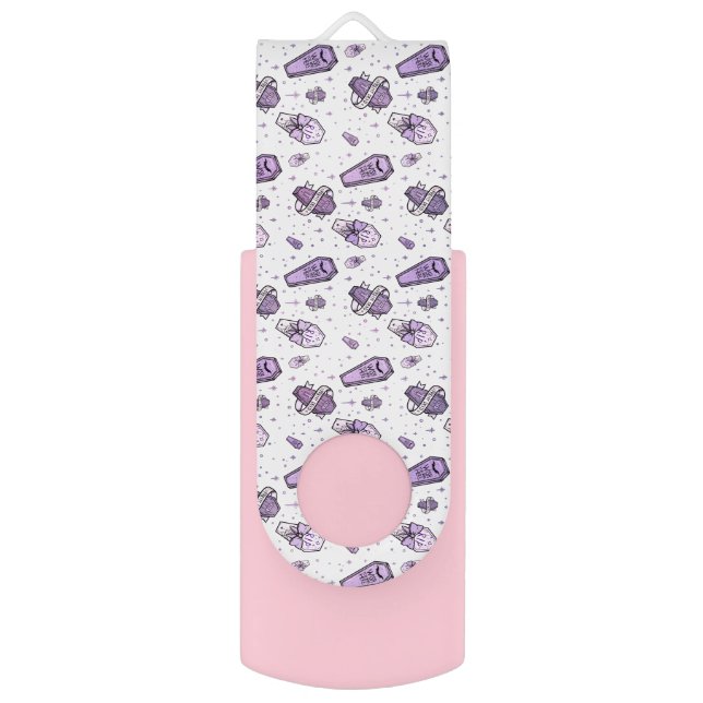 Pastel Goth Coffins Pattern Flash Drive (Back (Vertical))