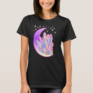 Pastel Goth Crystal Cluster Glowing Moon Witch T-Shirt