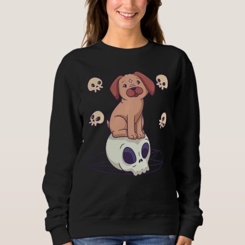 Pastel Goth Cute Creepy Witchy Pug Dog Skull Ritua Sweatshirt