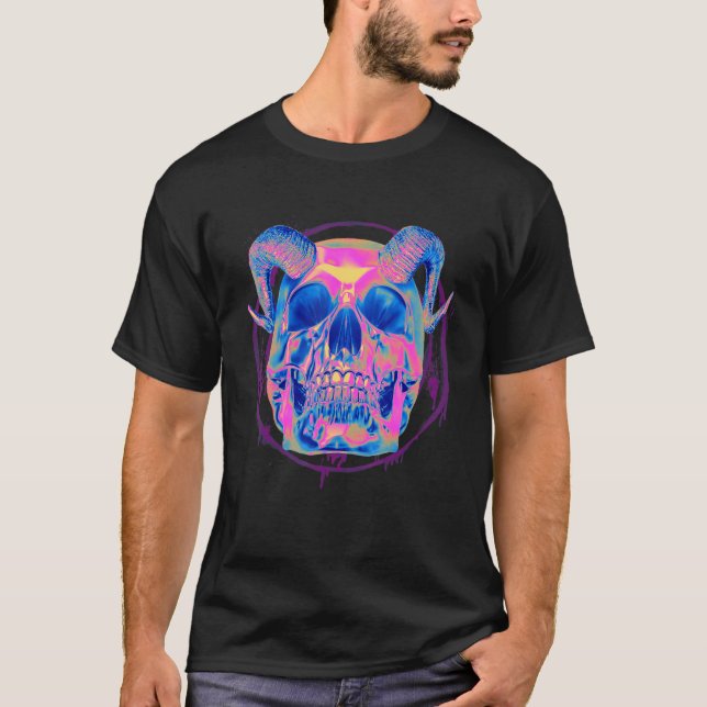 Pastel Goth Demon Skull Face Devil Satanic Gothic  T-Shirt (Front)