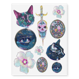 Pastel Goth Design Temporary Tattoos