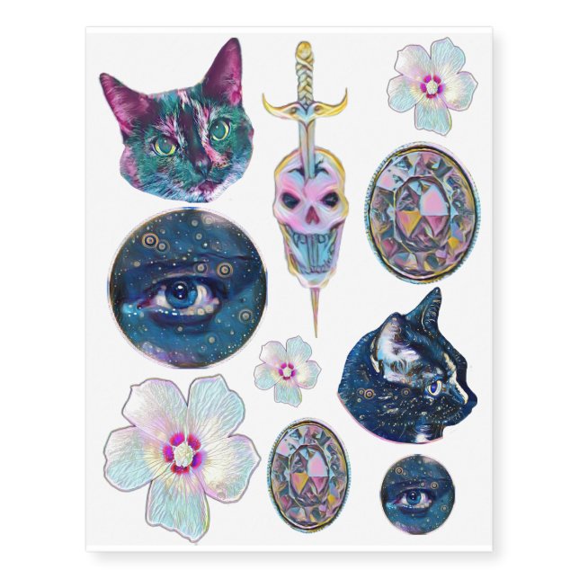 Pastel Goth Design Temporary Tattoos (Front)