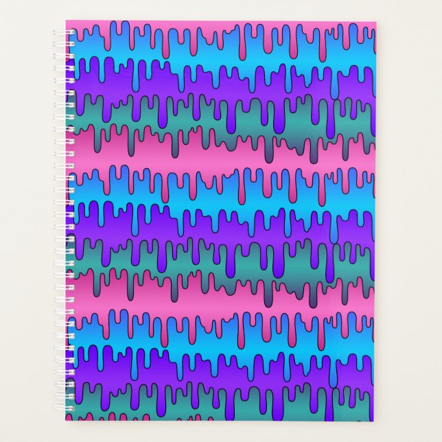 Pastel Goth Emo Scene Drippy Pattern Planner (Front)