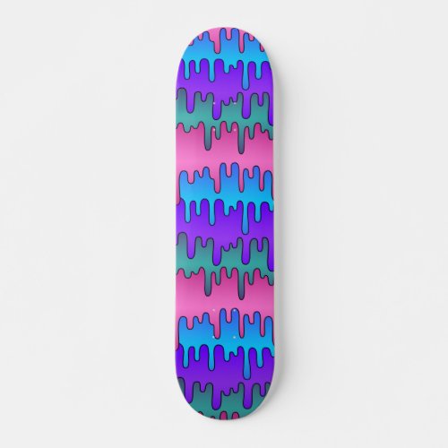 Pastel Goth Emo Scene Drippy Pattern Skateboard