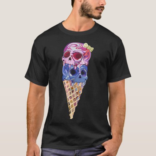 Pastel Goth Evil Skulls Ice Cream Gelato On A Waff T_Shirt
