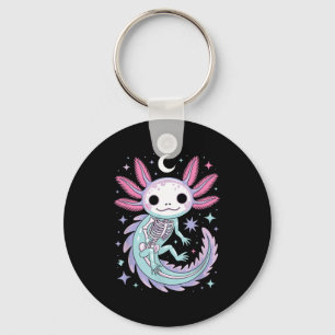Pastel goth girl kawaii cute skeleton axolotl keychain