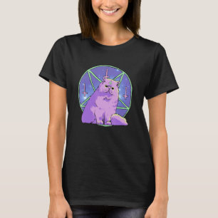 Pastel Goth Gothic Demon Cat in Pentagram Satanic T-Shirt
