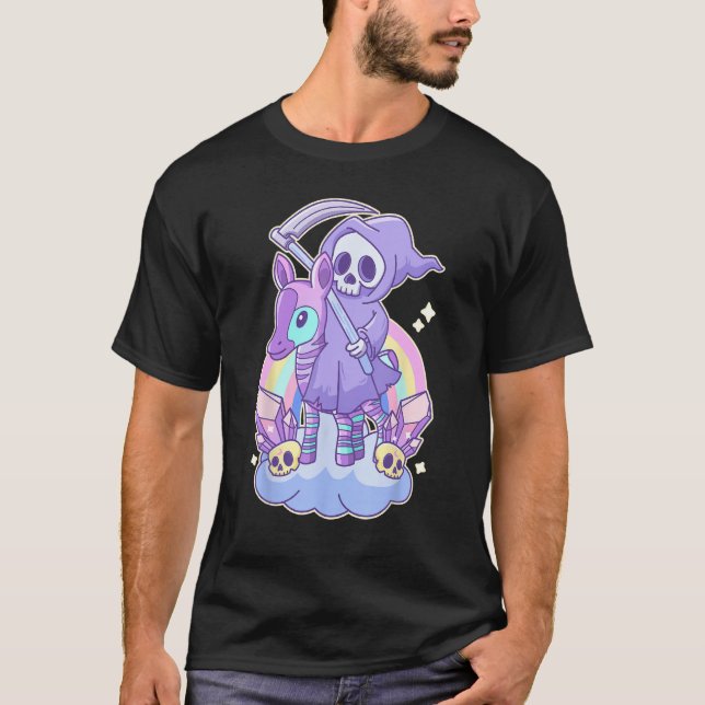 Pastel Goth Grim Reaper On Okapi T-Shirt (Front)