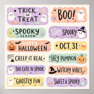 Pastel Goth Halloween Cute Ghosts Poster