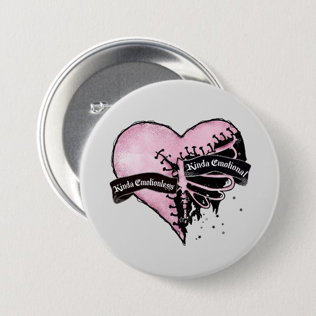 Pastel Goth Heart | Emotional and Emotionless Button (Front & Back)