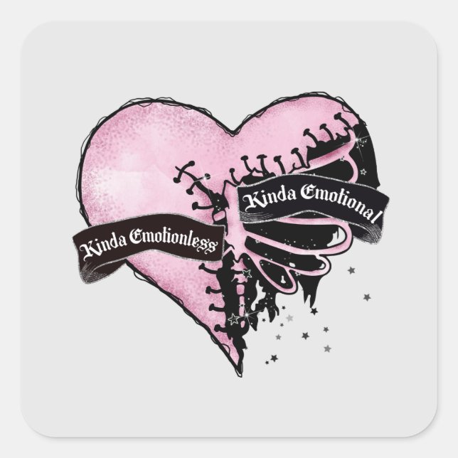 Pastel Goth Heart | Emotional and Emotionless Square Sticker (Front)