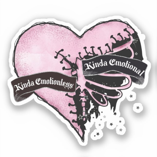 Pastel Goth Heart | Emotional and Emotionless Sticker (Front)