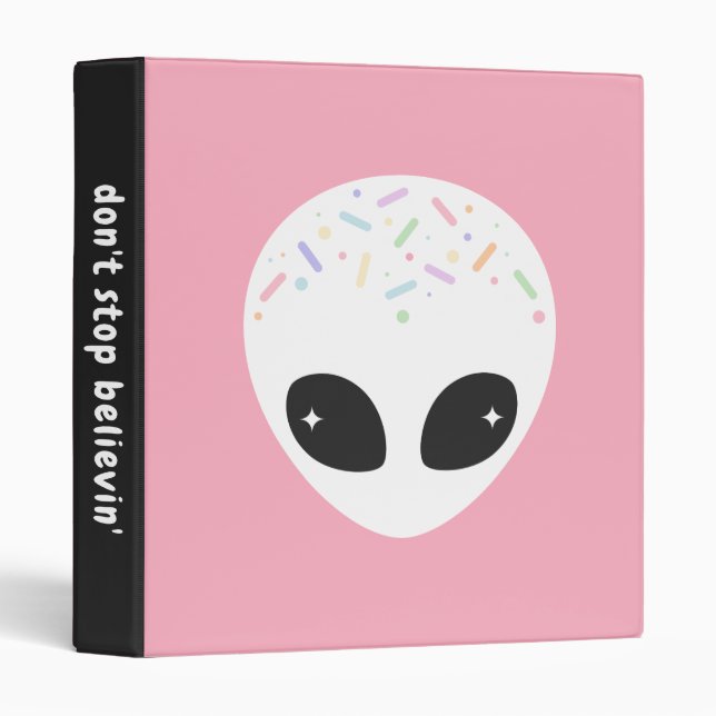 Pastel Goth Kawaii Alien Head 3 Ring Binder (Front/Spine)