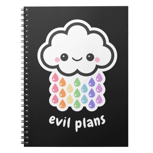 Pastel Goth Kawaii Cloud Evil Plans Notebook (Front)