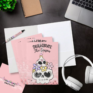 Pastel Goth Kawaii Floral Skull Pocket Folder