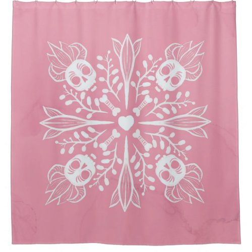  Pastel goth kawaii funny skull Harajuku pink Shower Curtain