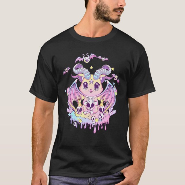 Pastel Goth Krampus Cat Cute Creepy Devil Cat And  T-Shirt (Front)