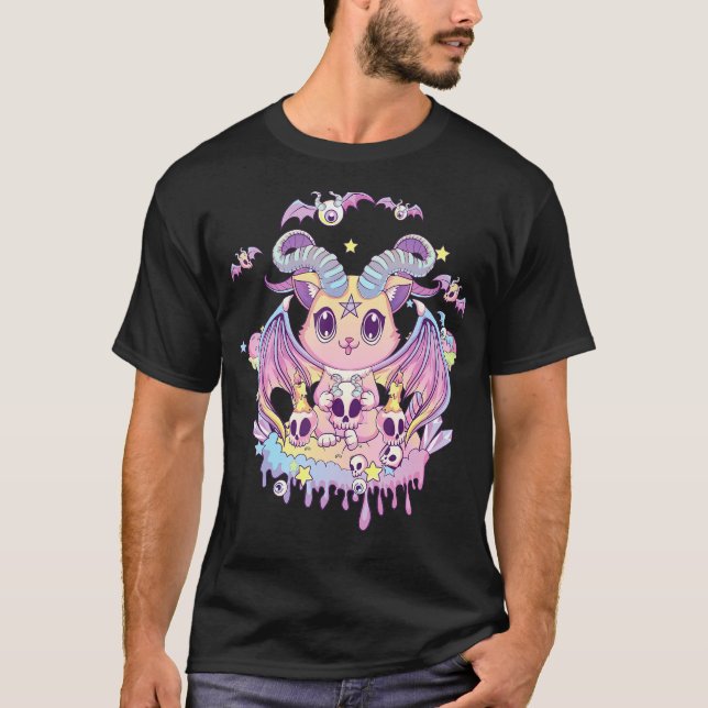 Pastel Goth Krampus Cat Cute Creepy Devil Cat And  T-Shirt (Front)