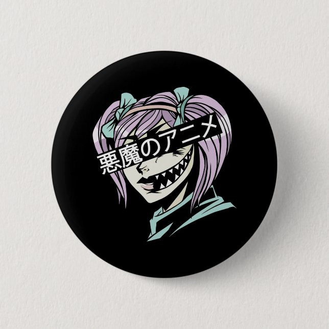 Pastel Goth Manga Aesthetic Girl Creepy Anime Button (Front)