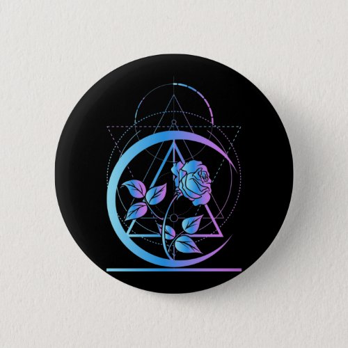 Pastel Goth Moon Aesthetic Rose Crescent Button