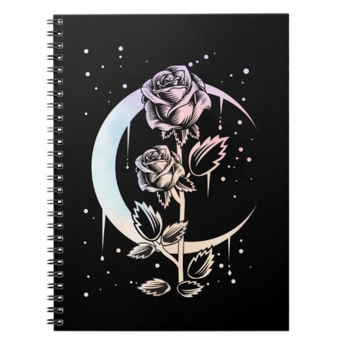 Pastel Goth Moon Flower Witchy Notebook