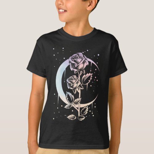 Pastel Goth Moon Flower Witchy T_Shirt