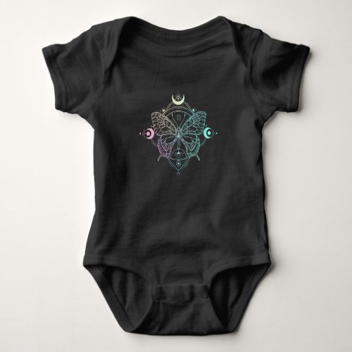 Pastel Goth Moon Gothic Wicca Crescent Butterfly Baby Bodysuit