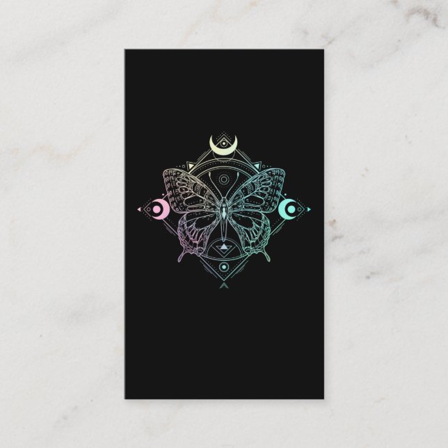 Pastel Goth Moon Gothic Wicca Crescent Butterfly Business Card (Front)