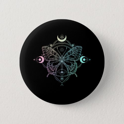 Pastel Goth Moon Gothic Wicca Crescent Butterfly Button