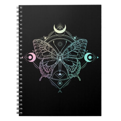 Pastel Goth Moon Gothic Wicca Crescent Butterfly Notebook