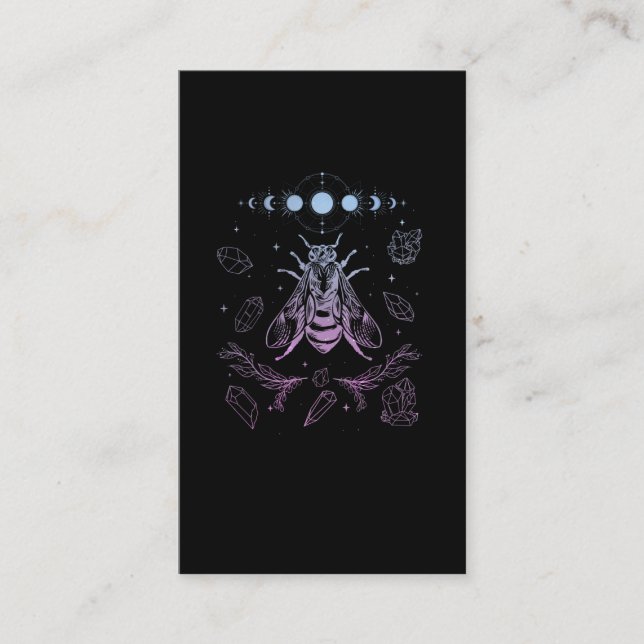 Pastel Goth Moon Insect Gothic Wicca Crescent Bee Business Card (Front)