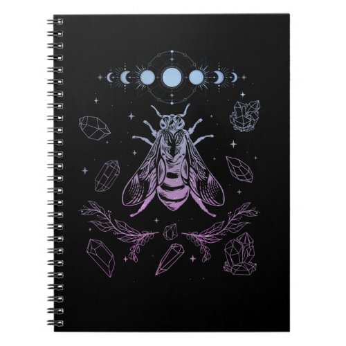 Pastel Goth Moon Insect Gothic Wicca Crescent Bee Notebook