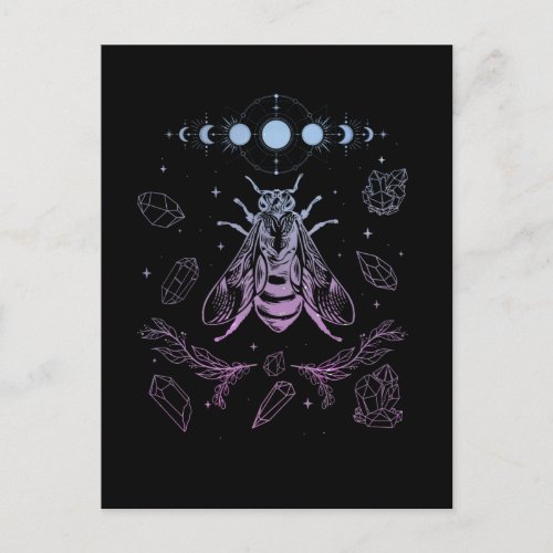 Pastel Goth Moon Insect Gothic Wicca Crescent Bee Postcard
