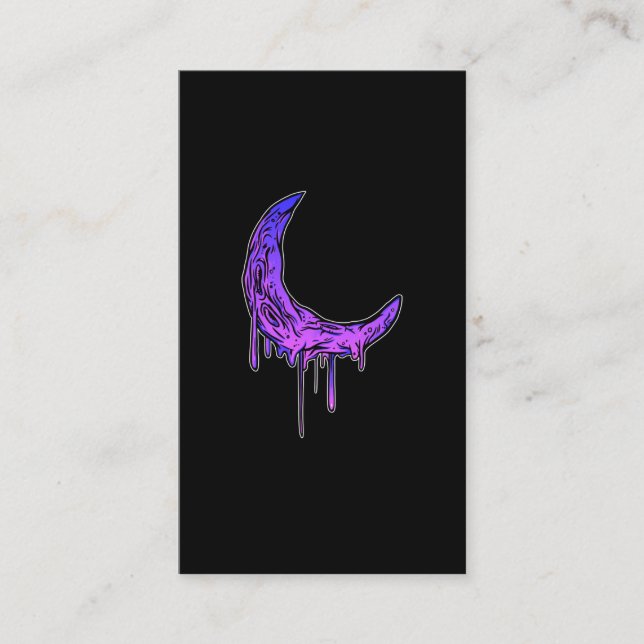 Pastel Goth Moon Kawaii Creepy Crescent Business Card (Front)