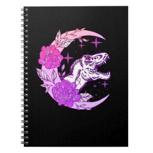 Pastel Goth Moon Kawaii Trex Crescent Flowers Notebook