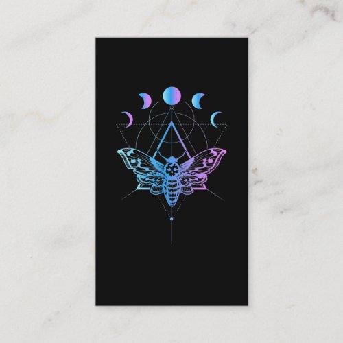 Pastel Goth Moon Moth Crescent Geometry Business Card