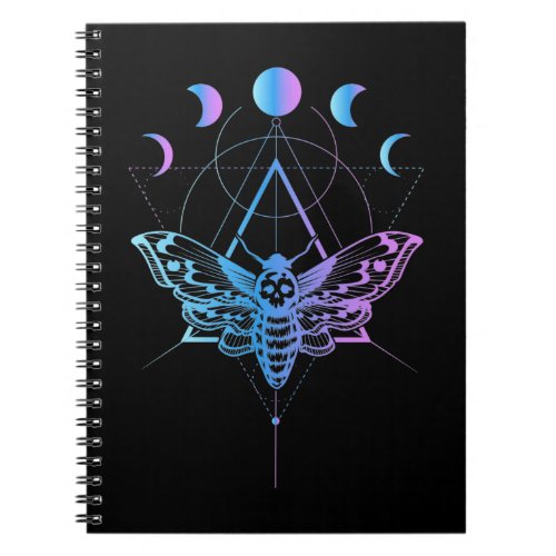 Pastel Goth Moon Moth Crescent Geometry Notebook
