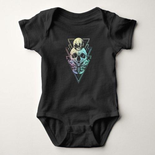 Pastel Goth Moon Skull Gothic Wicca Crescent Moth Baby Bodysuit