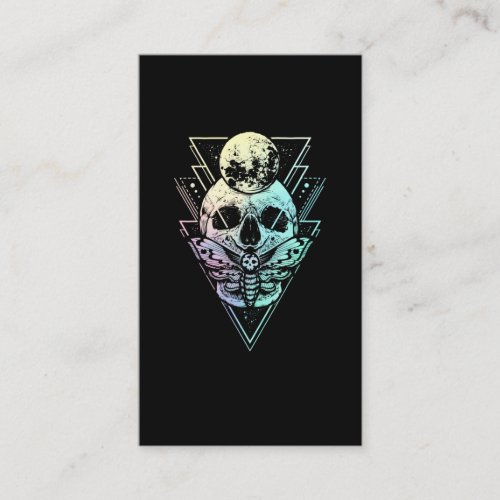 Pastel Goth Moon Skull Gothic Wicca Crescent Moth Business Card