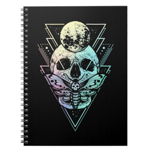 Pastel Goth Moon Skull Gothic Wicca Crescent Moth Notebook